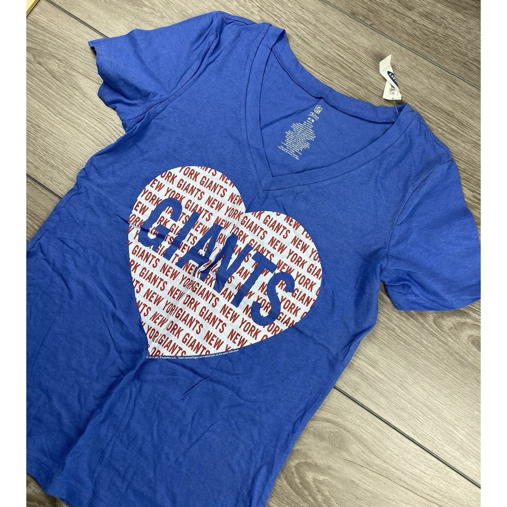 NFL Team Apparel Women's New York Giants Heart Logo T Shirt Blue Size Medium New
